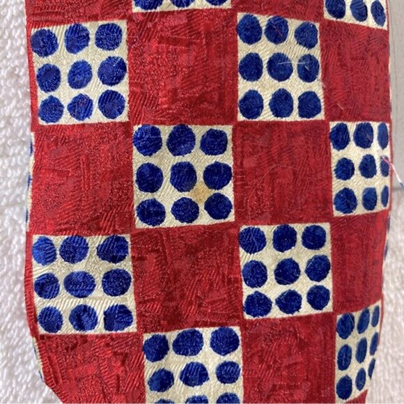 Vintage J.P. Tilford Henry Rosen Red White Blue Square Print 100% Silk Tie - Picture 7 of 11